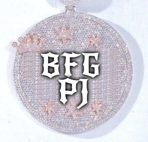 CUSTOM LETTER NECKLACE 3D BIG CROWN DISC