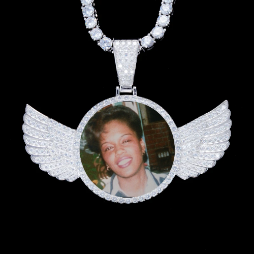 925S & VVS Moissanite 3D Wing Custom Picture Pendant