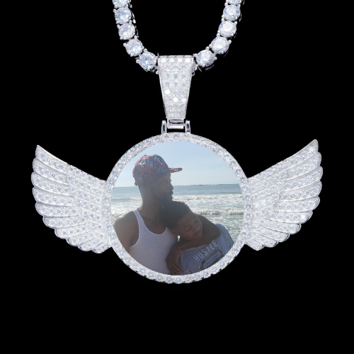 925S & VVS Moissanite 3D Wing Custom Picture Pendant