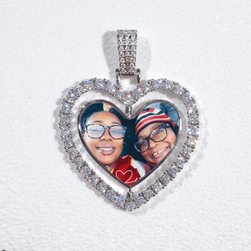 3D Spinning 2-Faced Heart Custom Picture Pendant