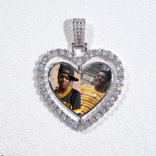 3D Spinning 2-Faced Heart Custom Picture Pendant