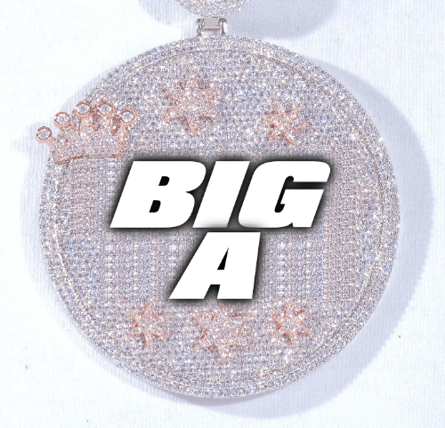 CUSTOM LETTER NECKLACE 3D BIG CROWN DISC