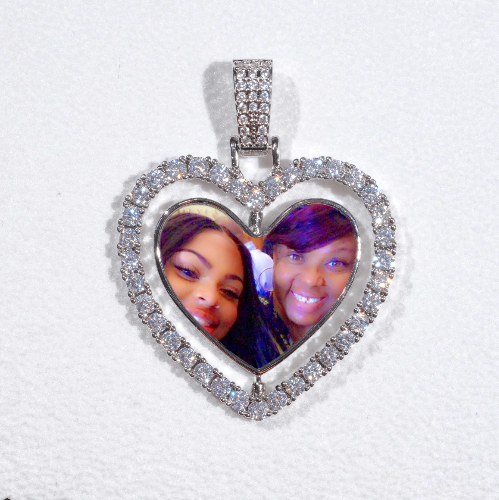 3D Spinning 2-Faced Heart Custom Picture Pendant