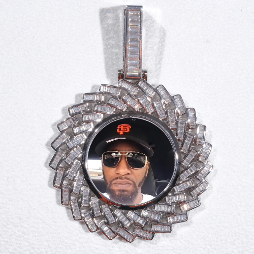 Large 3D Baguette Custom Picture Pendant