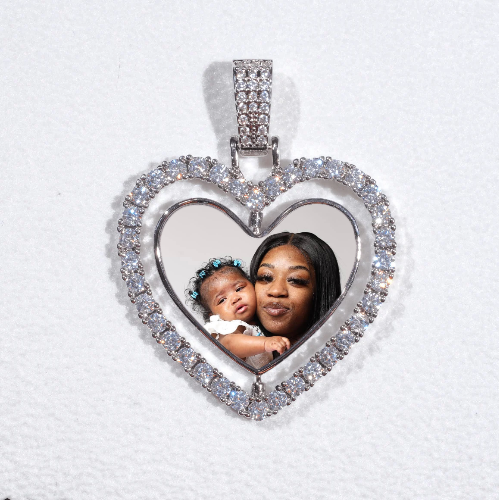 3D Spinning 2-Faced Heart Custom Picture Pendant