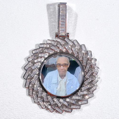 Large 3D Baguette Custom Picture Pendant