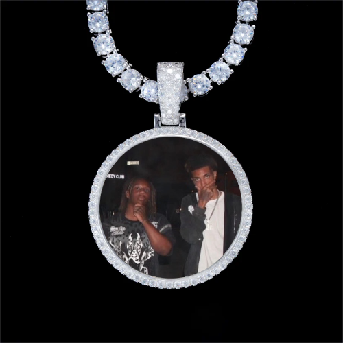 925S & VVS Moissanite 3D Circle Custom Picture Pendant