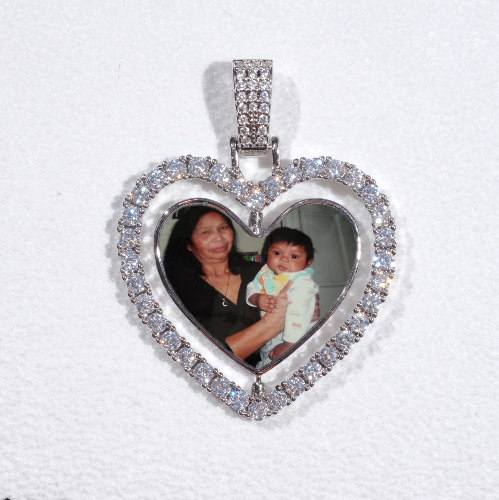 3D Spinning 2-Faced Heart Custom Picture Pendant