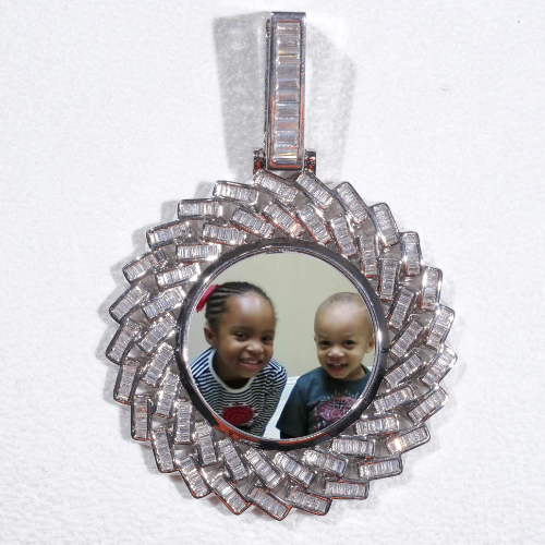 Large 3D Baguette Custom Picture Pendant