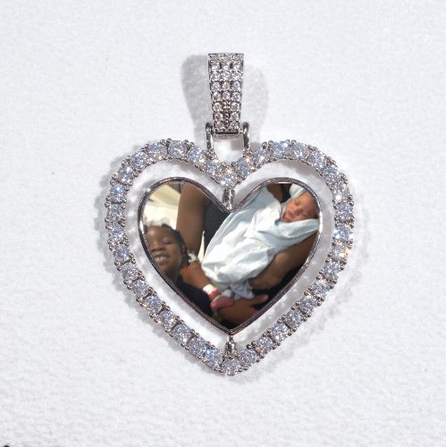 3D Spinning 2-Faced Heart Custom Picture Pendant