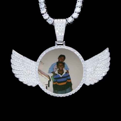 925S & VVS Moissanite 3D Wing Custom Picture Pendant