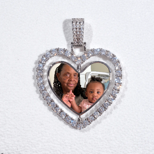 3D Spinning 2-Faced Heart Custom Picture Pendant