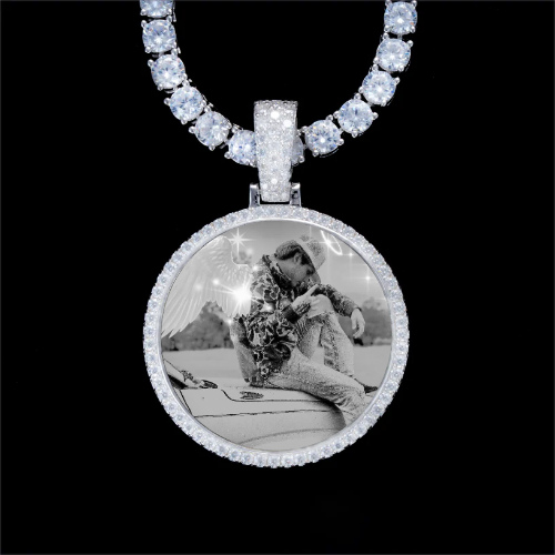 925S & VVS Moissanite 3D Circle Custom Picture Pendant
