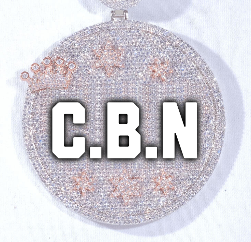 CUSTOM LETTER NECKLACE 3D BIG CROWN DISC