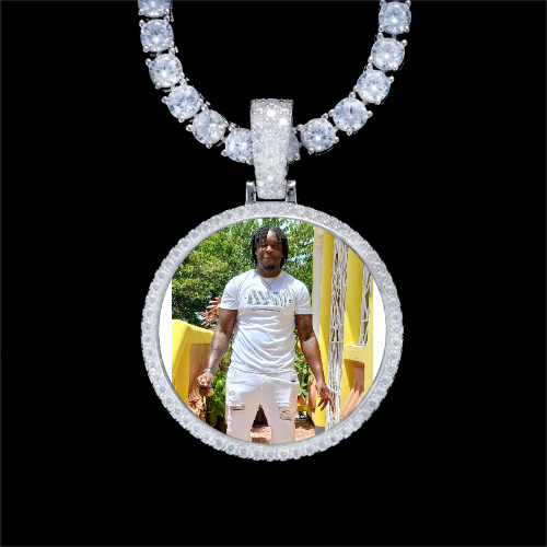 925S & VVS Moissanite 3D Circle Custom Picture Pendant