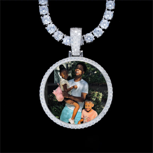 925S & VVS Moissanite 3D Circle Custom Picture Pendant