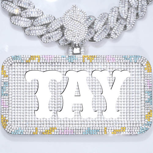 CUSTOM LETTER NECKLACE 3D COLORFUL SQUARE