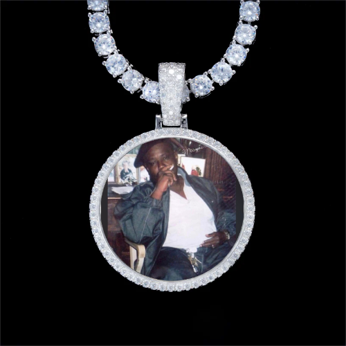 925S & VVS Moissanite 3D Circle Custom Picture Pendant
