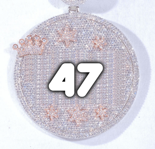 CUSTOM LETTER NECKLACE 3D BIG CROWN DISC