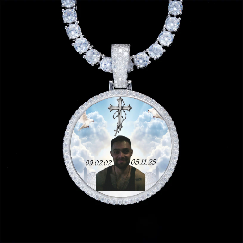 925S & VVS Moissanite 3D Circle Custom Picture Pendant