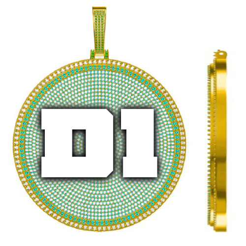 CUSTOM LETTER NECKLACE 3D BIG DISC