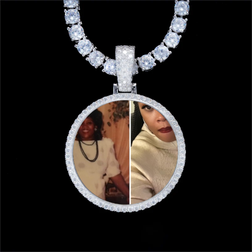 925S & VVS Moissanite 3D Circle Custom Picture Pendant