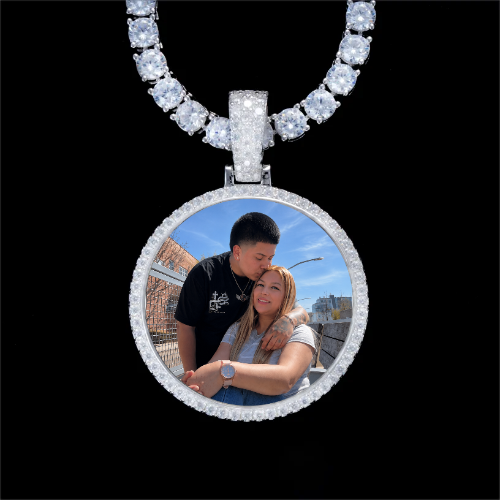 925S & VVS Moissanite 3D Circle Custom Picture Pendant
