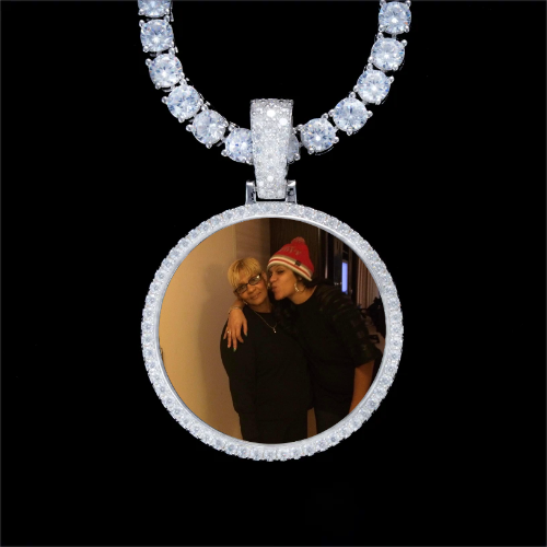 925S & VVS Moissanite 3D Circle Custom Picture Pendant
