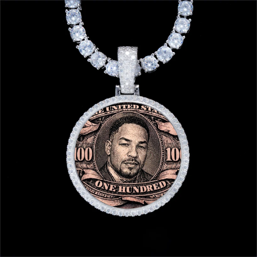925S & VVS Moissanite 3D Circle Custom Picture Pendant