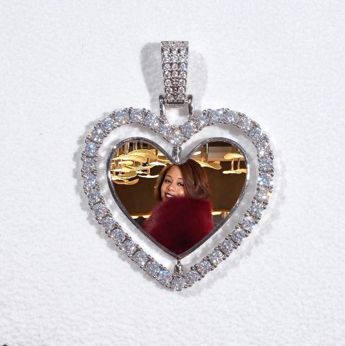 3D Spinning 2-Faced Heart Custom Picture Pendant