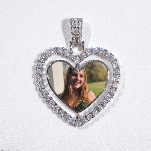3D Spinning 2-Faced Heart Custom Picture Pendant