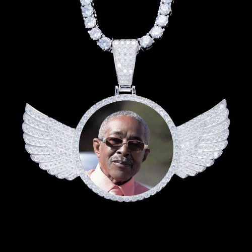 925S & VVS Moissanite 3D Wing Custom Picture Pendant