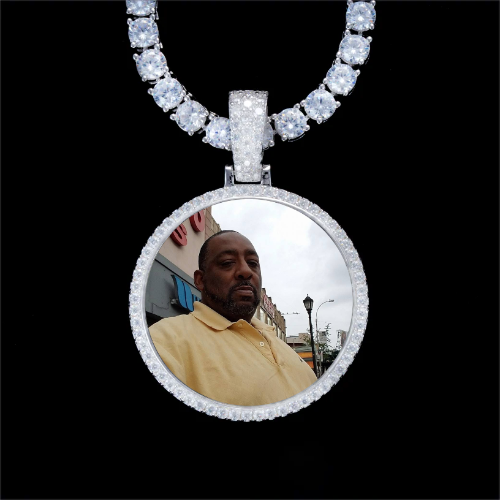 925S & VVS Moissanite 3D Circle Custom Picture Pendant