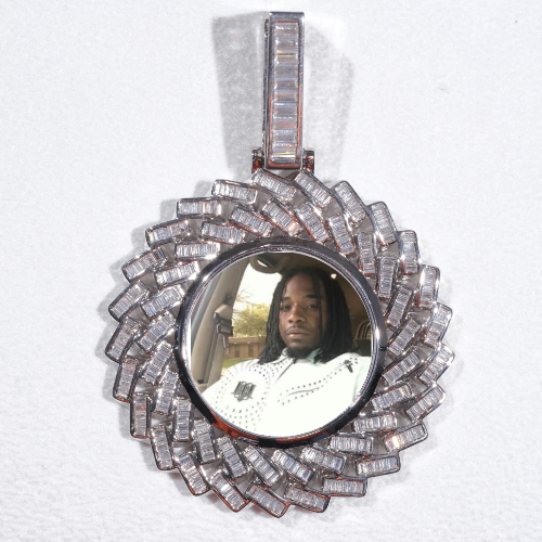 Large 3D Baguette Custom Picture Pendant
