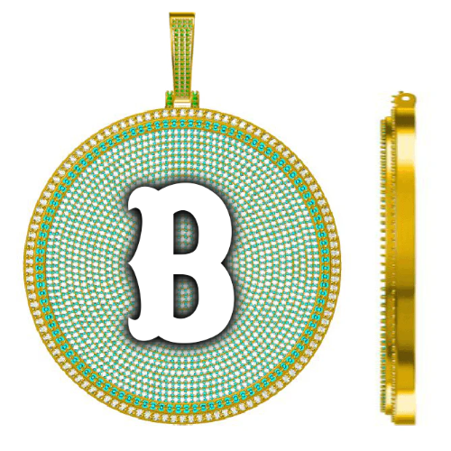 CUSTOM LETTER NECKLACE 3D BIG DISC