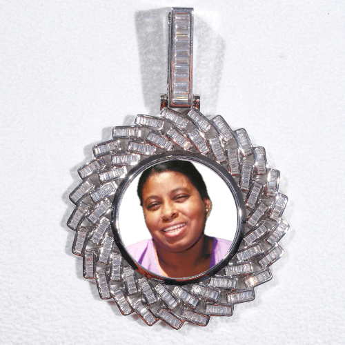 Large 3D Baguette Custom Picture Pendant