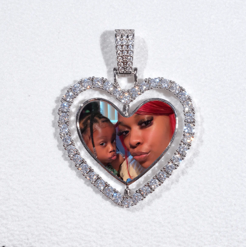 3D Spinning 2-Faced Heart Custom Picture Pendant