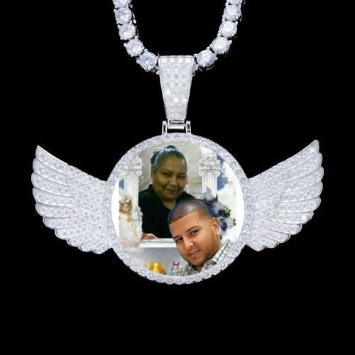 925S & VVS Moissanite 3D Wing Custom Picture Pendant