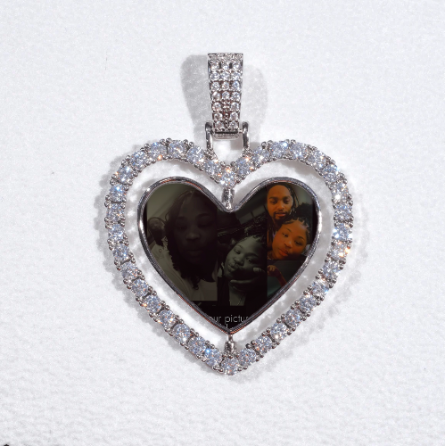3D Spinning 2-Faced Heart Custom Picture Pendant
