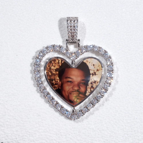 3D Spinning 2-Faced Heart Custom Picture Pendant