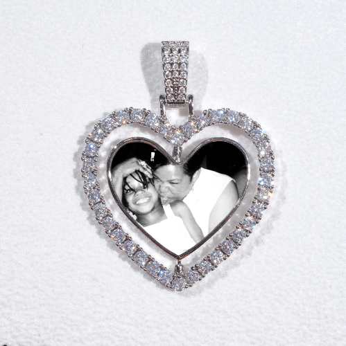 3D Spinning 2-Faced Heart Custom Picture Pendant