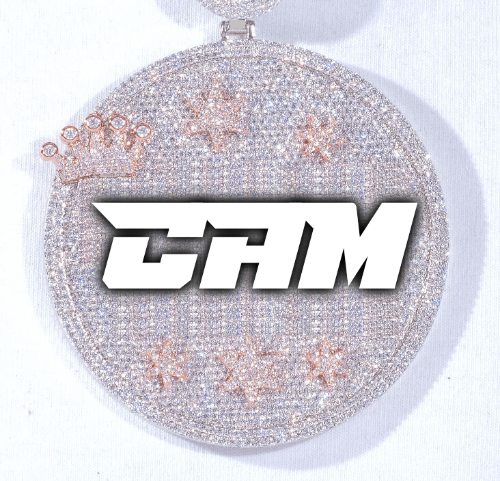 CUSTOM LETTER NECKLACE 3D BIG CROWN DISC