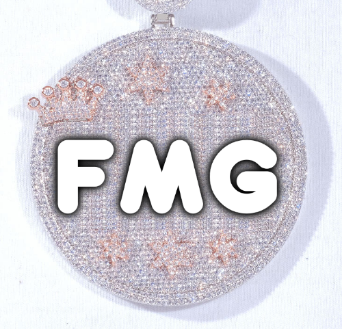 CUSTOM LETTER NECKLACE 3D BIG CROWN DISC