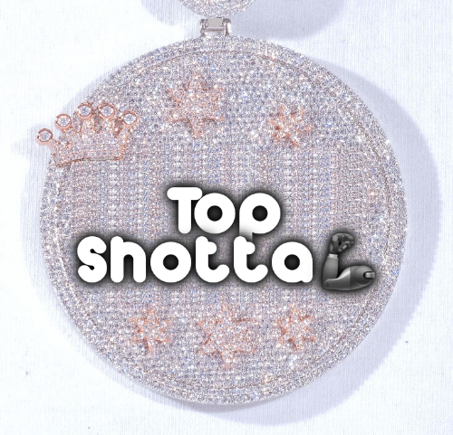 CUSTOM LETTER NECKLACE 3D BIG CROWN DISC