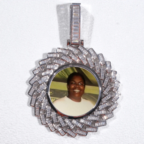 Large 3D Baguette Custom Picture Pendant
