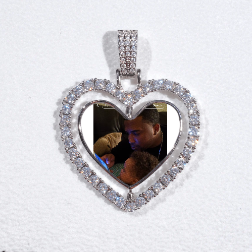 3D Spinning 2-Faced Heart Custom Picture Pendant