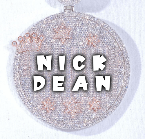 CUSTOM LETTER NECKLACE 3D BIG CROWN DISC