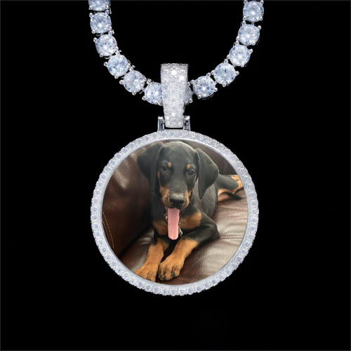 925S & VVS Moissanite 3D Circle Custom Picture Pendant