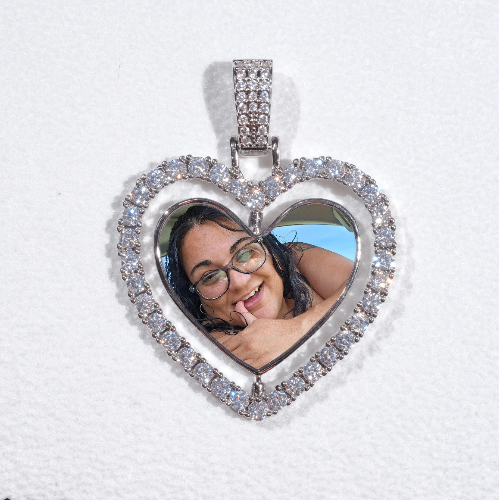 3D Spinning 2-Faced Heart Custom Picture Pendant