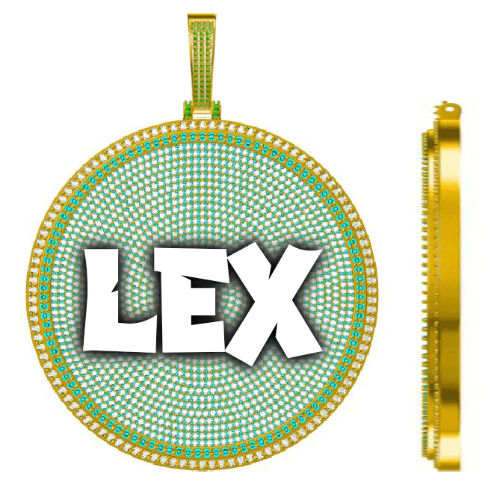 CUSTOM LETTER NECKLACE 3D BIG DISC